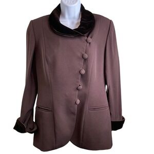 Sunny Choi Women's‎ Brown Velvet Collar Single-Breasted Blazer Size 10 Classic